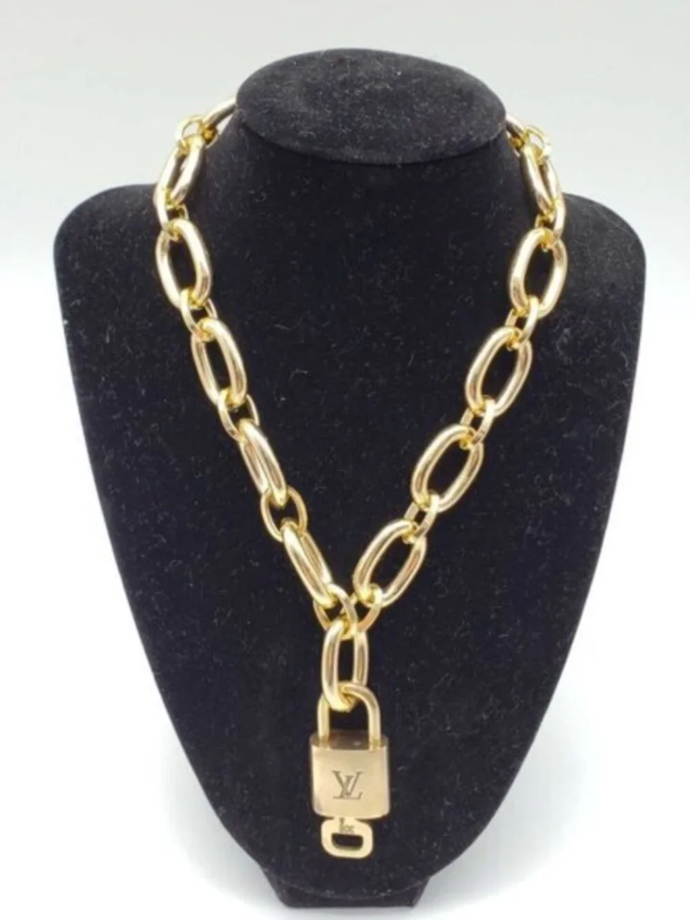 Gold-Plated Necklace with Authentic Louis Vuitton Padlock